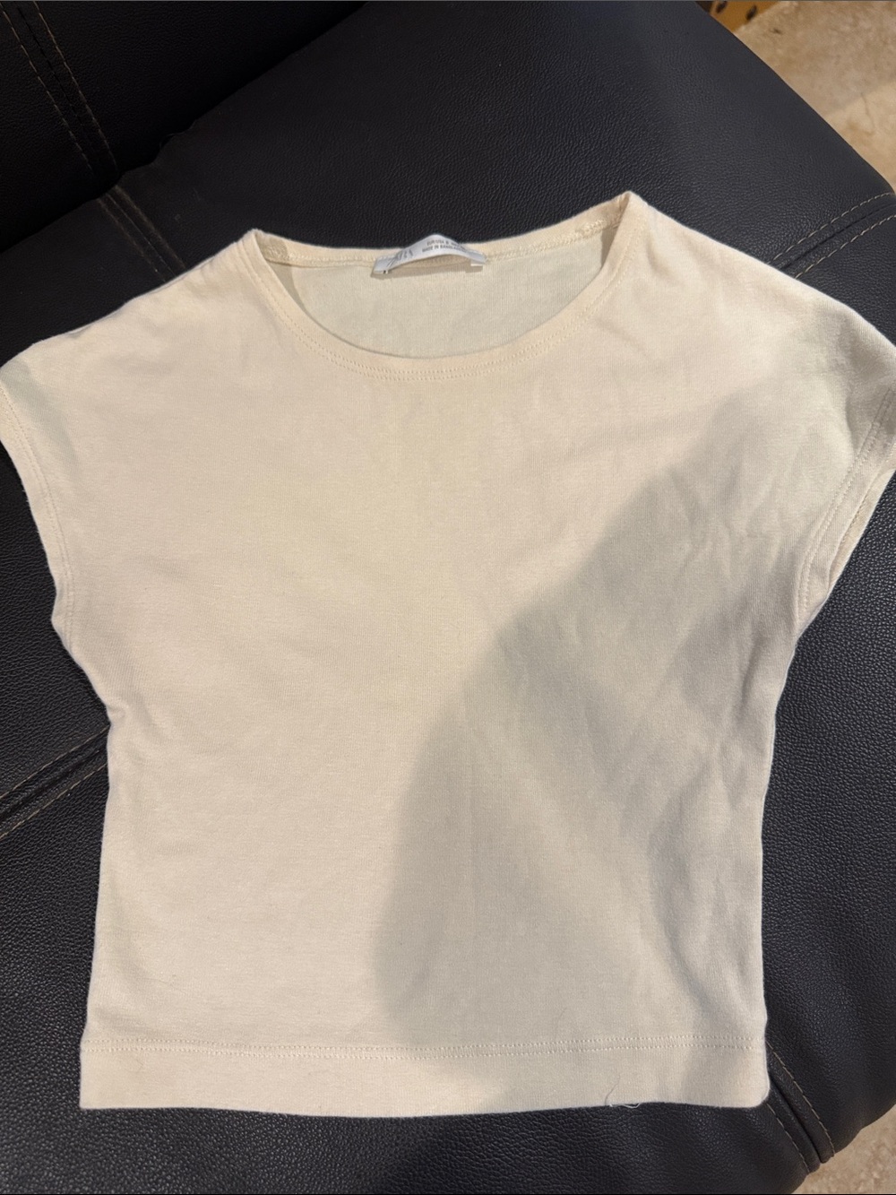 Zara Cream Short Sleeve Knit Tee3 for 16$